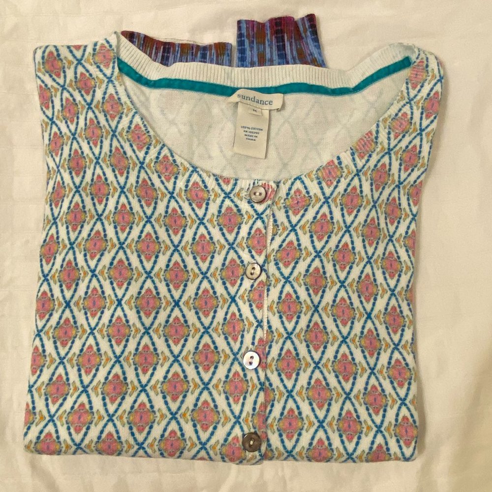 Sundance 100% cotton cardigan sweater - multi color